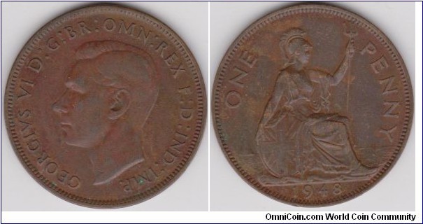 George VI One Penny England 1948