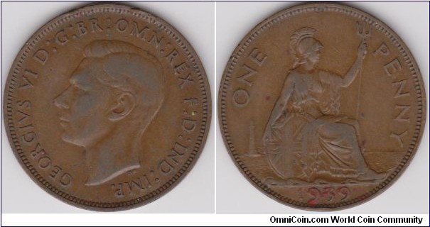 George VI One Penny England 1939