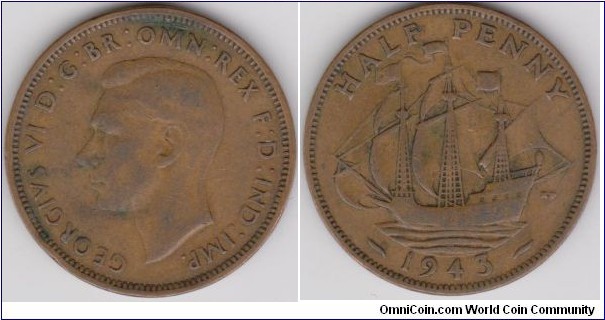 George VI half Penny England 1943