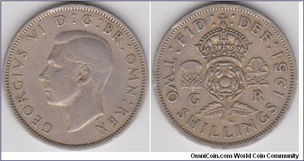 George VI 2 Shilling England 1951