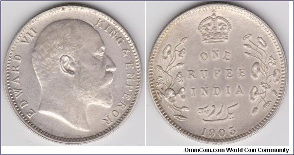 Edward VII One Rupee India 1903