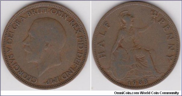 Georgivs V half Penny 1933