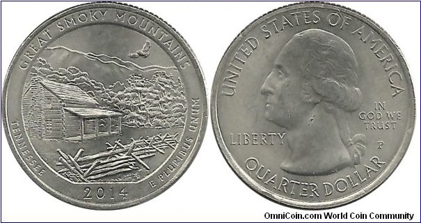 USA Quarter Dollar 2014P-Great Smoky Mountains-Tennessee