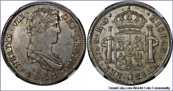 Zacatecas 8 Reales, War of independence. NGC MS61.