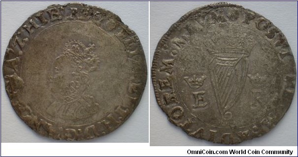 Elizabeth I 1558 Irish Groat, about as struck as these issues are almost always poorly struck