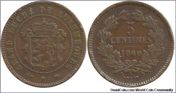 Luxembourg 5 Centimes 1860