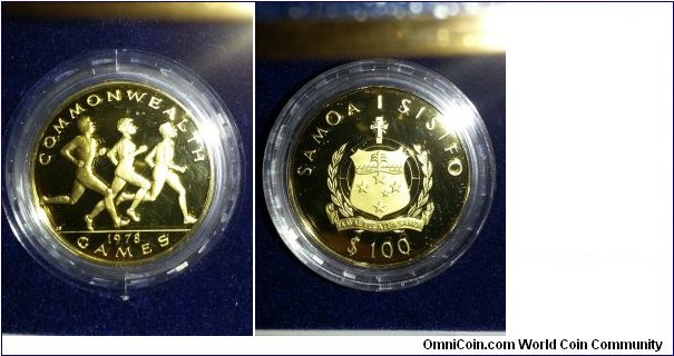 1978 One Hundred Tala 22 ct gold Proof Commonwealth Games- Runners