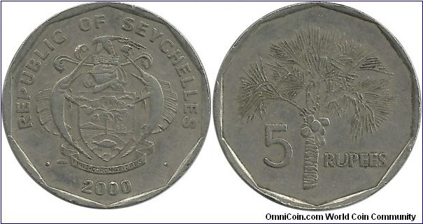 Seychelles 5 Rupees 2000