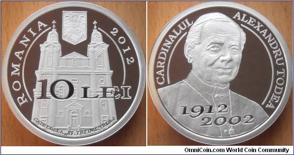 10 Lei - 100 years of the birth of the Cardinal Todea - 31.1 g 0.999 silver Proof - mintage 500 pcs only