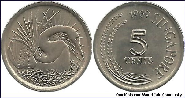 Singapore 5 Cents 1969