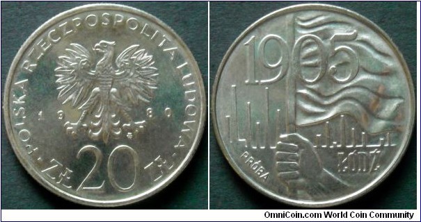 Poland 20 złotych.
1980, Łódź insurrection 1905.
Cu-ni. Pattern coin.