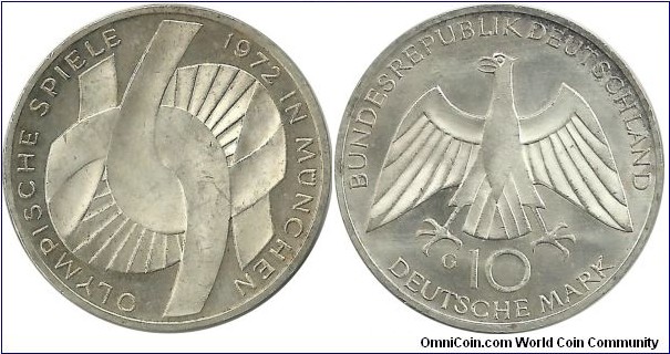 Germany-West 10 DeustcheMark 1972G-Olympic Games Munchen'72