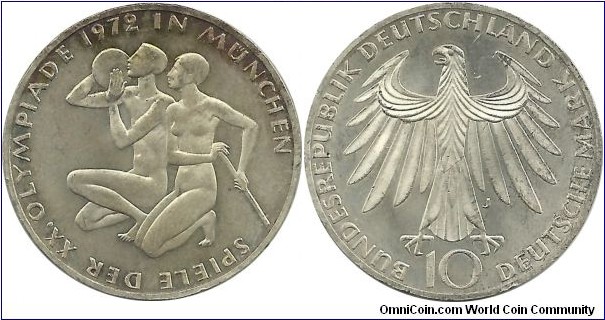 Germany-West 10 DeustcheMark 1972J-Olympic Games Munchen'72