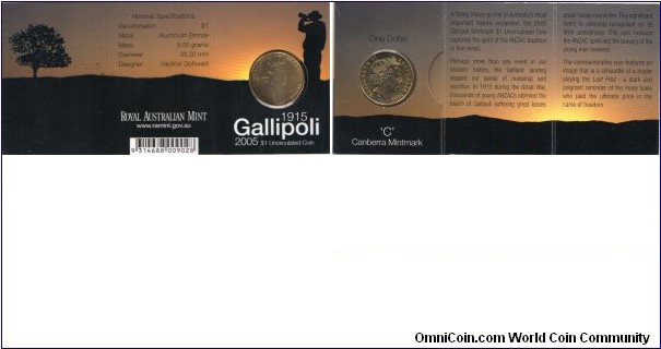 $1 Gallipoli Commemorative C Mint mark