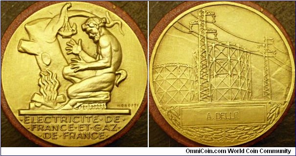 H. Dropsy medal for French gas and electric co.  Circa 1950; still researching.
