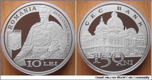 10 Lei - 150 years of the CEC Bank - 31.1 g 0.999 silver Proof - mintage 250 pcs only !