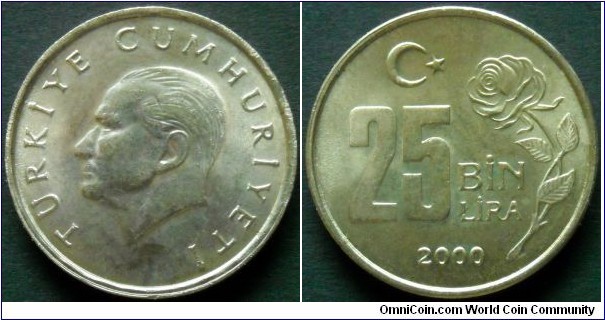 Turkey 25000 lira.
2000