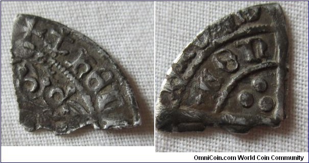 cut quarter of a Henry VII Groat, mintmark Anchor dating it to between 1499 and 1502