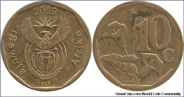 SouthAfrica 10 Cents 2009-Ndebele (Al-Br)