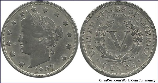 USA 5 Cents 1907