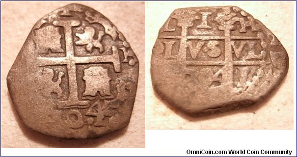 1704 Lima mint Spanish cob real