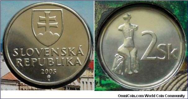 Slovakia 2 koruny
from 2005 mintset. Only issued in sets. Mintage: 26.000 pieces.