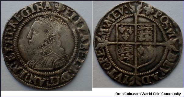 Elizabeth I Halfgroat Extremely rare bust 3F CC Halfgroat, struck as part of the third coinage. This is the rarest of the CC halfgroats by at least 7X. There were fewer obverse 3 CC's minted than even the famed Lis variants.
