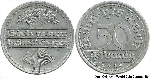 Germany-Weimar 50 Pfennig 1919A