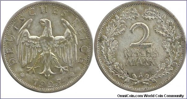 GermanyWeimar 2 Reichsmark 1925A