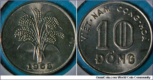 10 Dong, with rice stalks, Ni clad steel, 25 mm.  better version of my previous coin.