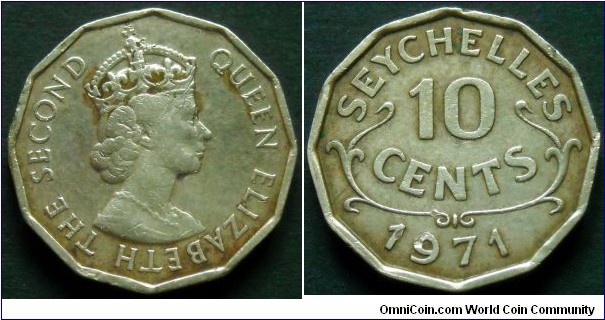 Seychelles 10 cents.
1971