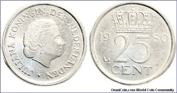 1980 25 cents 3grm. 19mm nickel