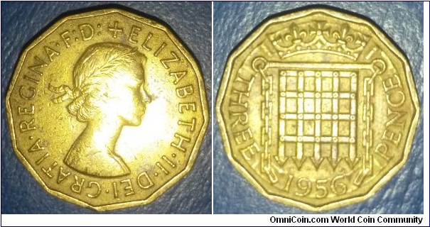 1956 three pence with 12 flat sides