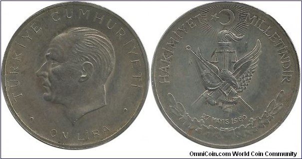 Türkiye 10 Lira 1960-Ag