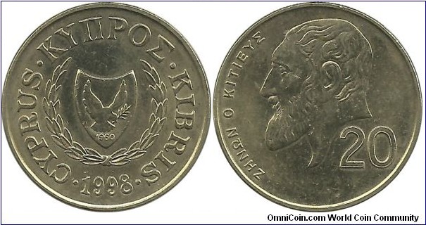 Cyprus-Republic 20 Cents 1998