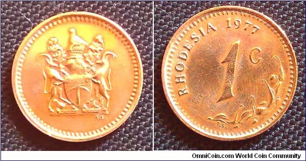 Rhodesia 1977 1cent coin