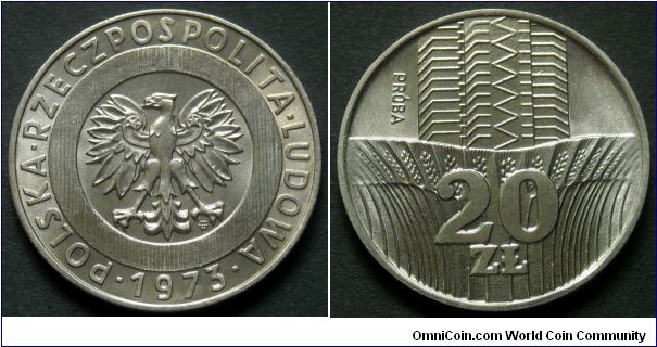 Poland 20 złotych.
1973, Próba (Pattern) 
Cu-ni.