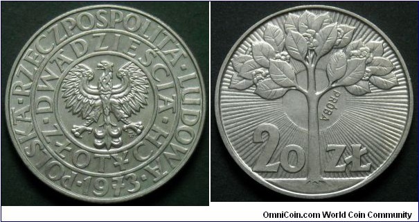 Poland 20 złotych.
1973, Próba (Pattern) 
Cu-ni.