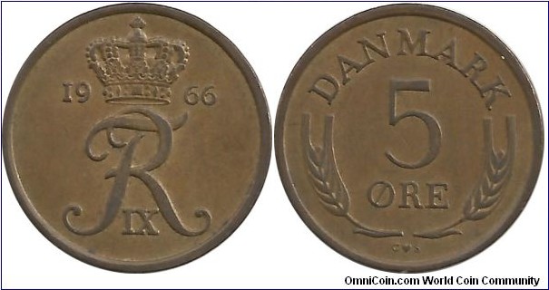 Denmark 5 Øre 1966