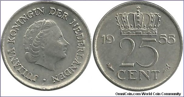 Nederland 25 Cent 1955