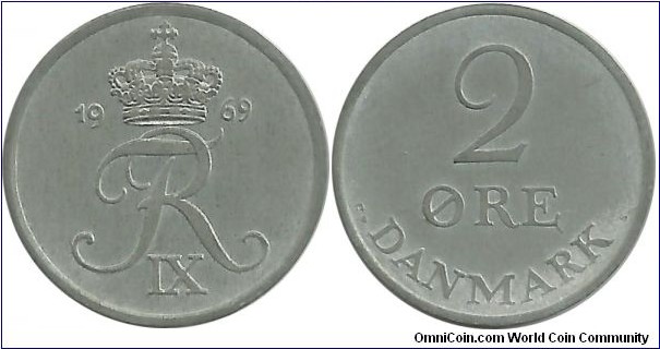 Denmark 2 Øre 1969