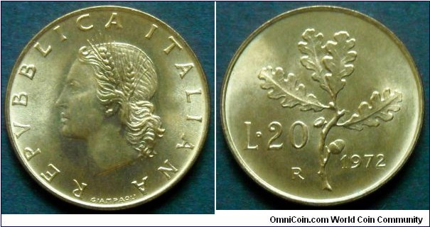 Italy 20 lire.
1972