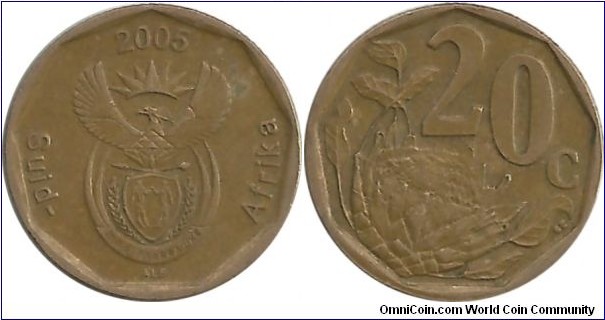SouthAfrica 20 Cents 2005 Afrikaan