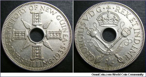 New Guinea 1935 1 shilling. Weight: 5.34g