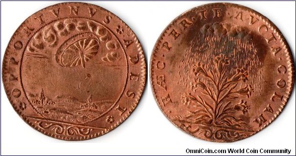 an undated example in copper of the now infamous `UFO' jeton (struck circa 1640).