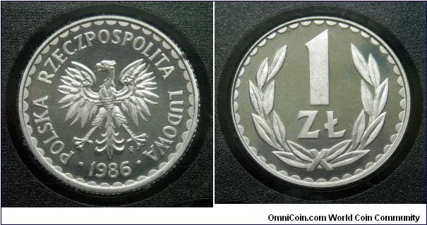 Poland 1 złoty.
Proof from 1986 mint set. Mintage: 5.000 pieces.