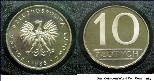 Poland 10 złotych.
Proof from 1986 mint set. Mintage: 5.000 pieces.