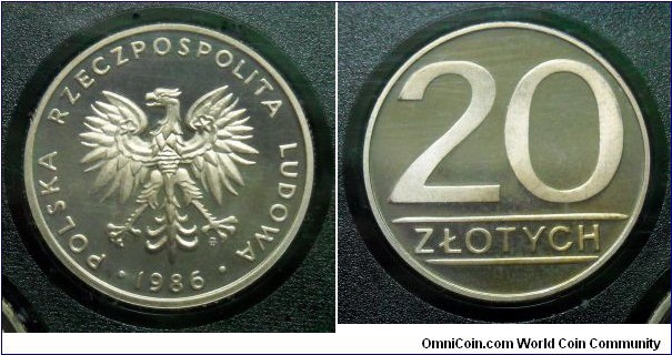 Poland 20 złotych.
Proof from 1986 mint set. 
Mintage: 5.000 pieces.