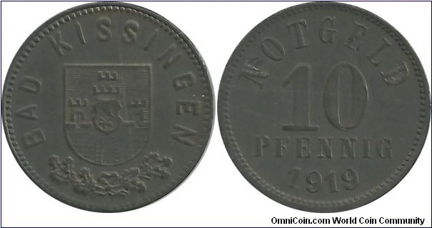 Germany-Notgeld 10 Pfennig 1919 - Kissingen (Bavaria)