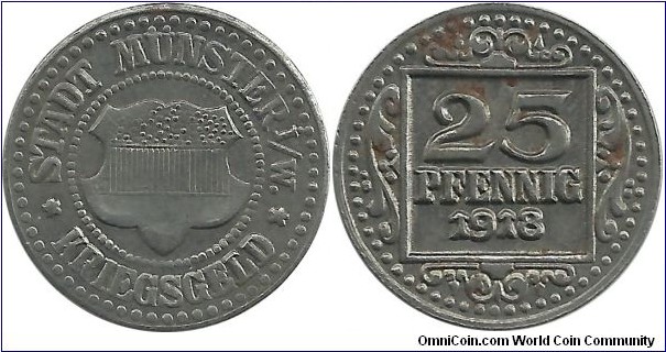 Germany-Notgeld 25 Pfennig 1918 - Münster (Westphalia)